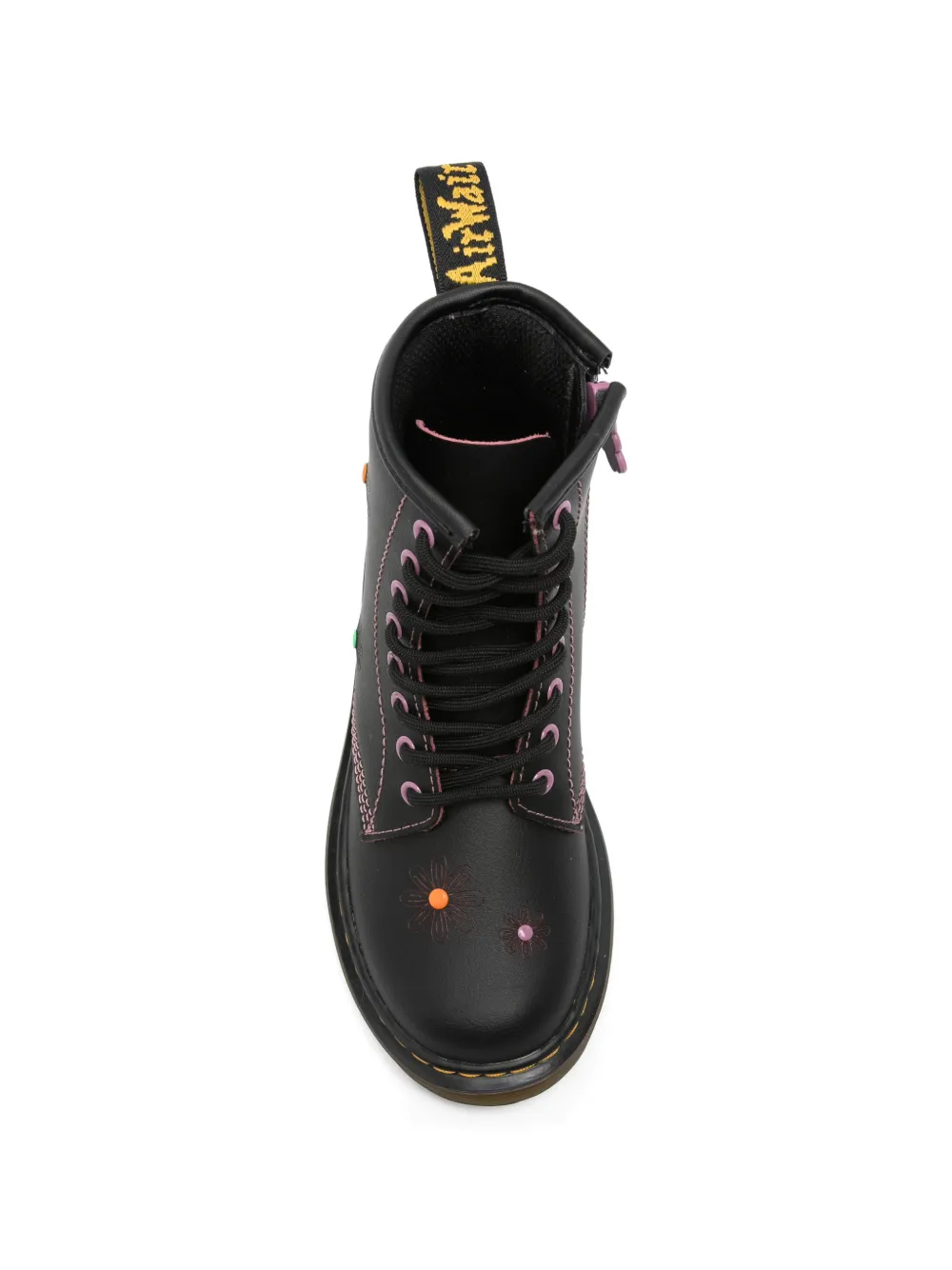 Dr. Martens Kids floral-print lace-up boots Zwart