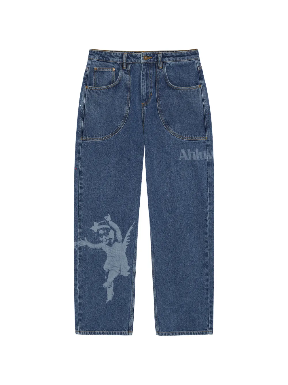 Ahluwalia laser-printed jeans - Blau