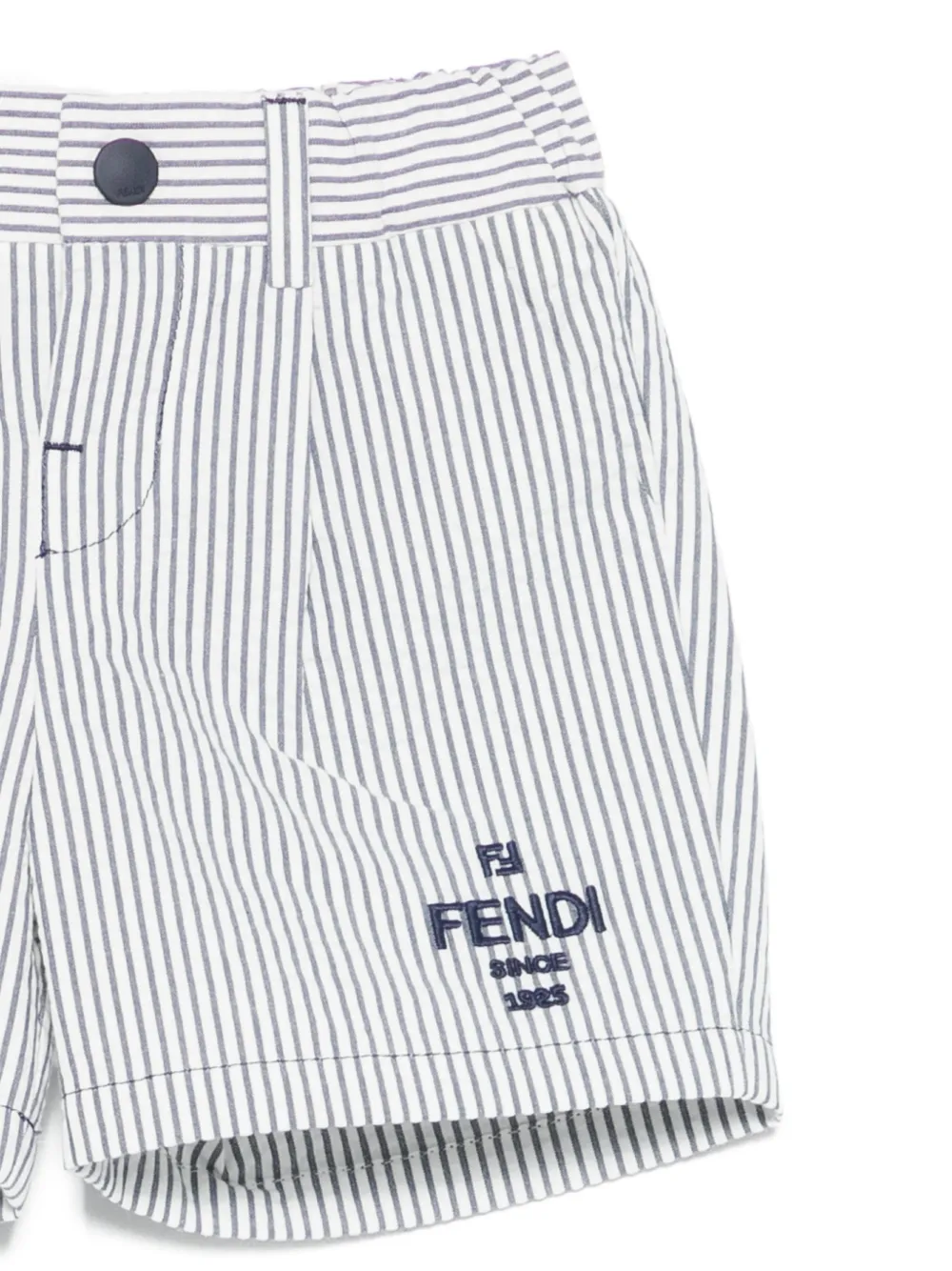  Fendi Kids Bermudas De Rayas Con Logo - Blanco 
