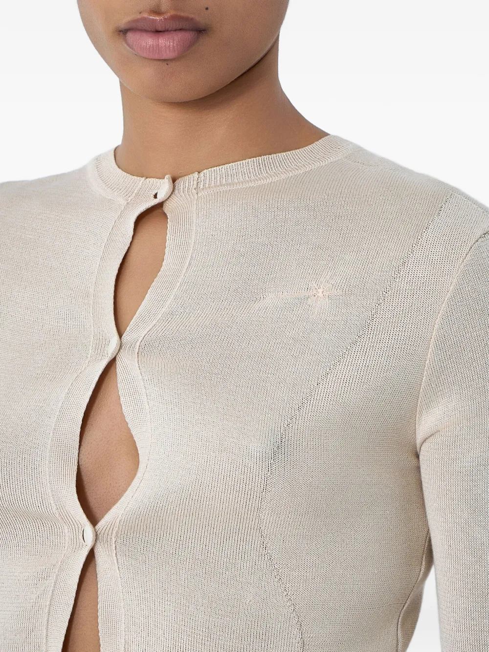 SKIN SERIES Cropped vest met knoop Beige