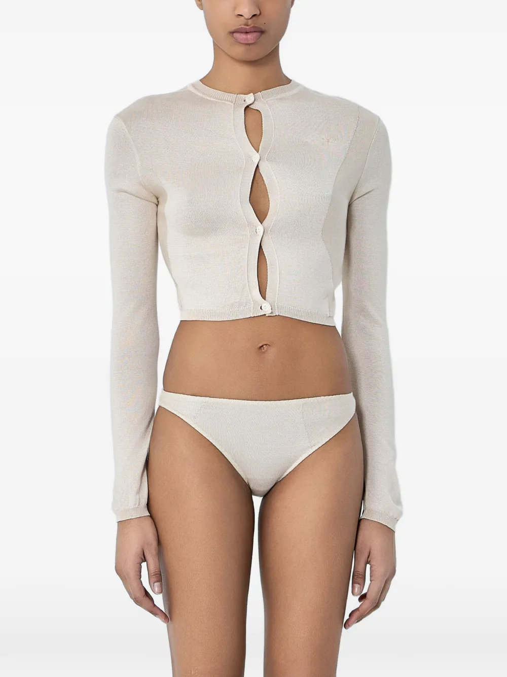 SKIN SERIES button cropped cardigan - Toni neutri