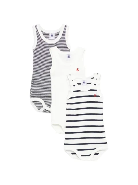 Petit Bateau striped babygrow (set of three)