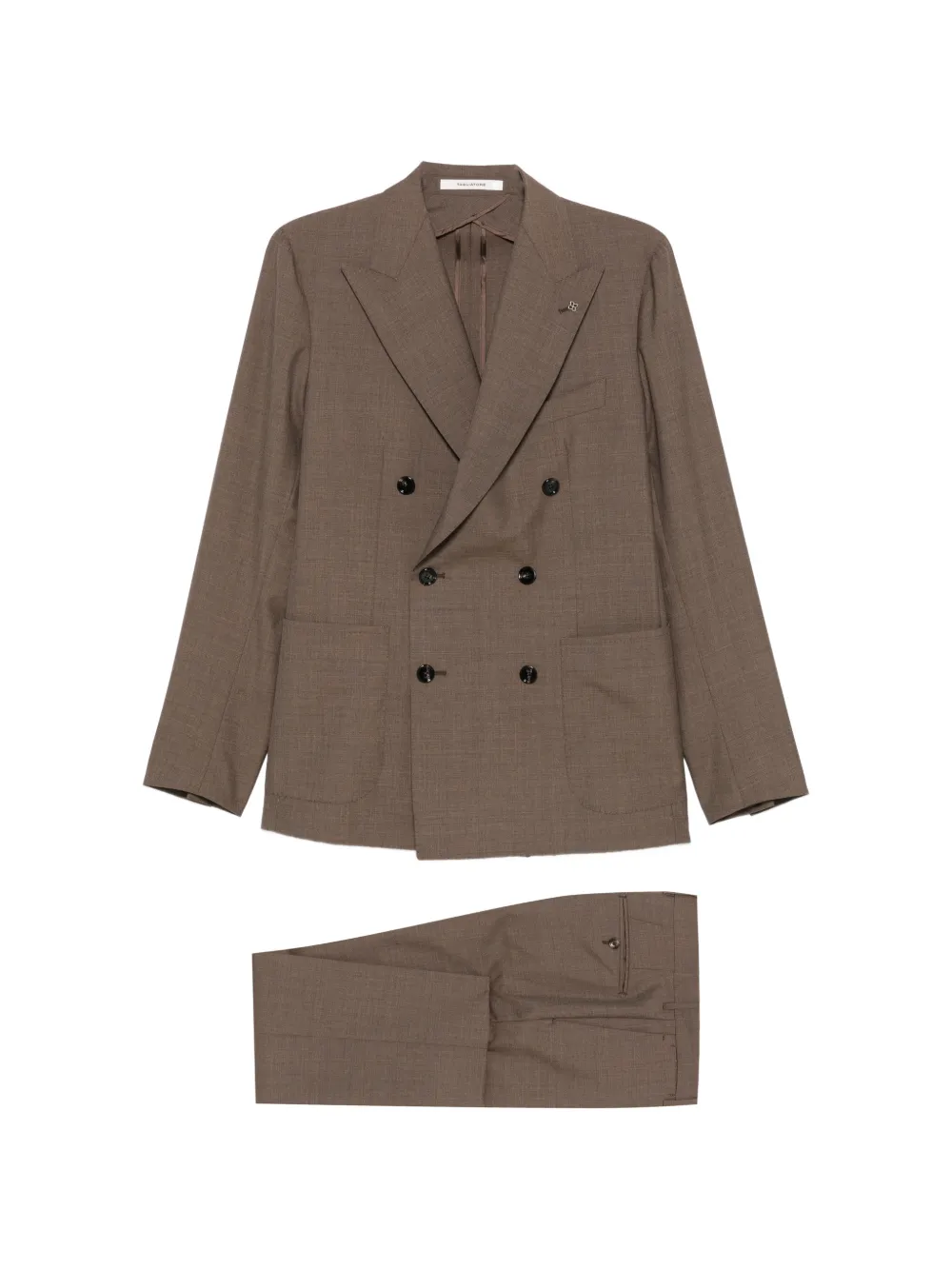 Tagliatore double-breasted virgin-wool suit - Marrone