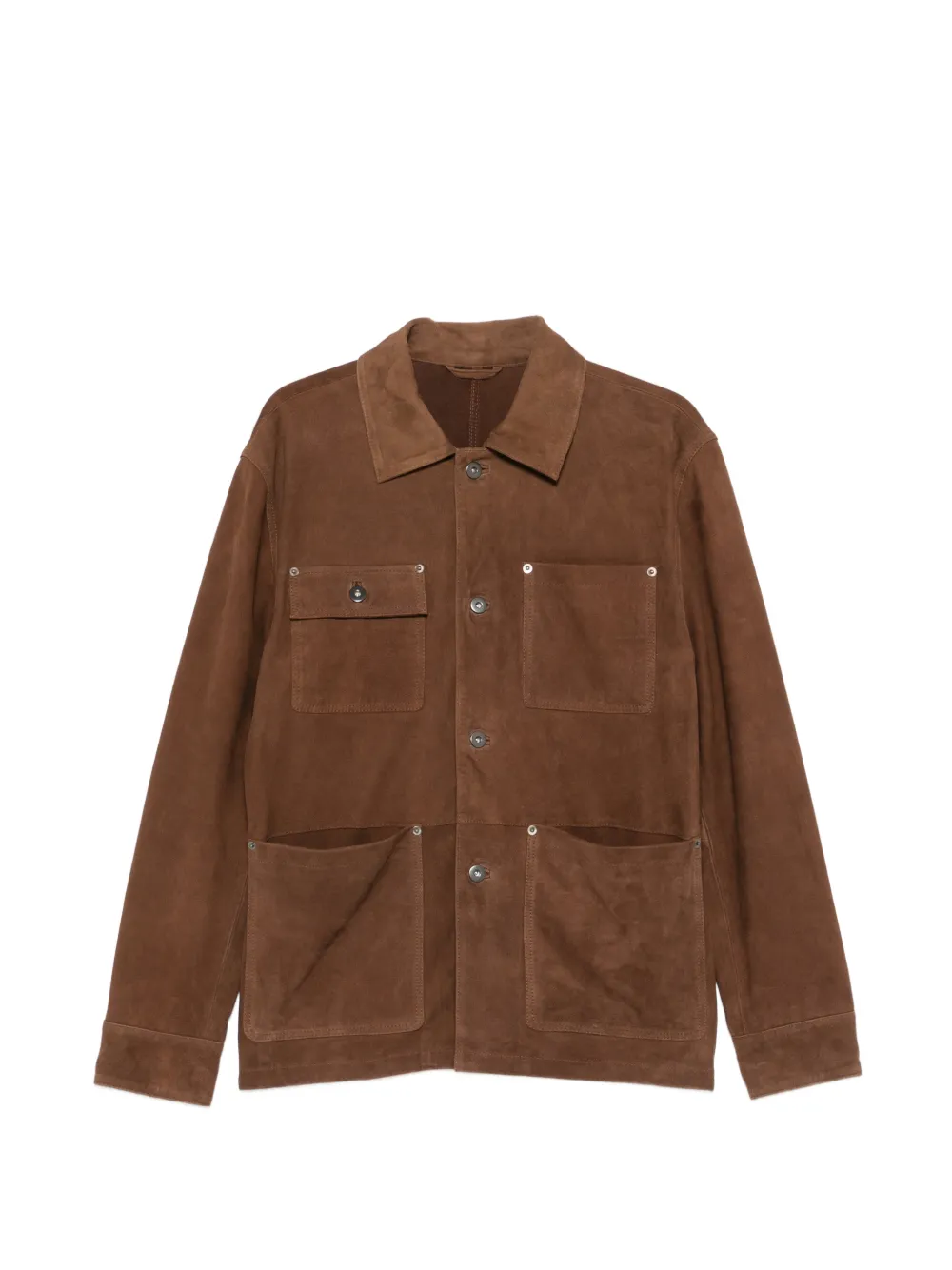 Paolo Pecora suede multi-pocket coat - Marrone