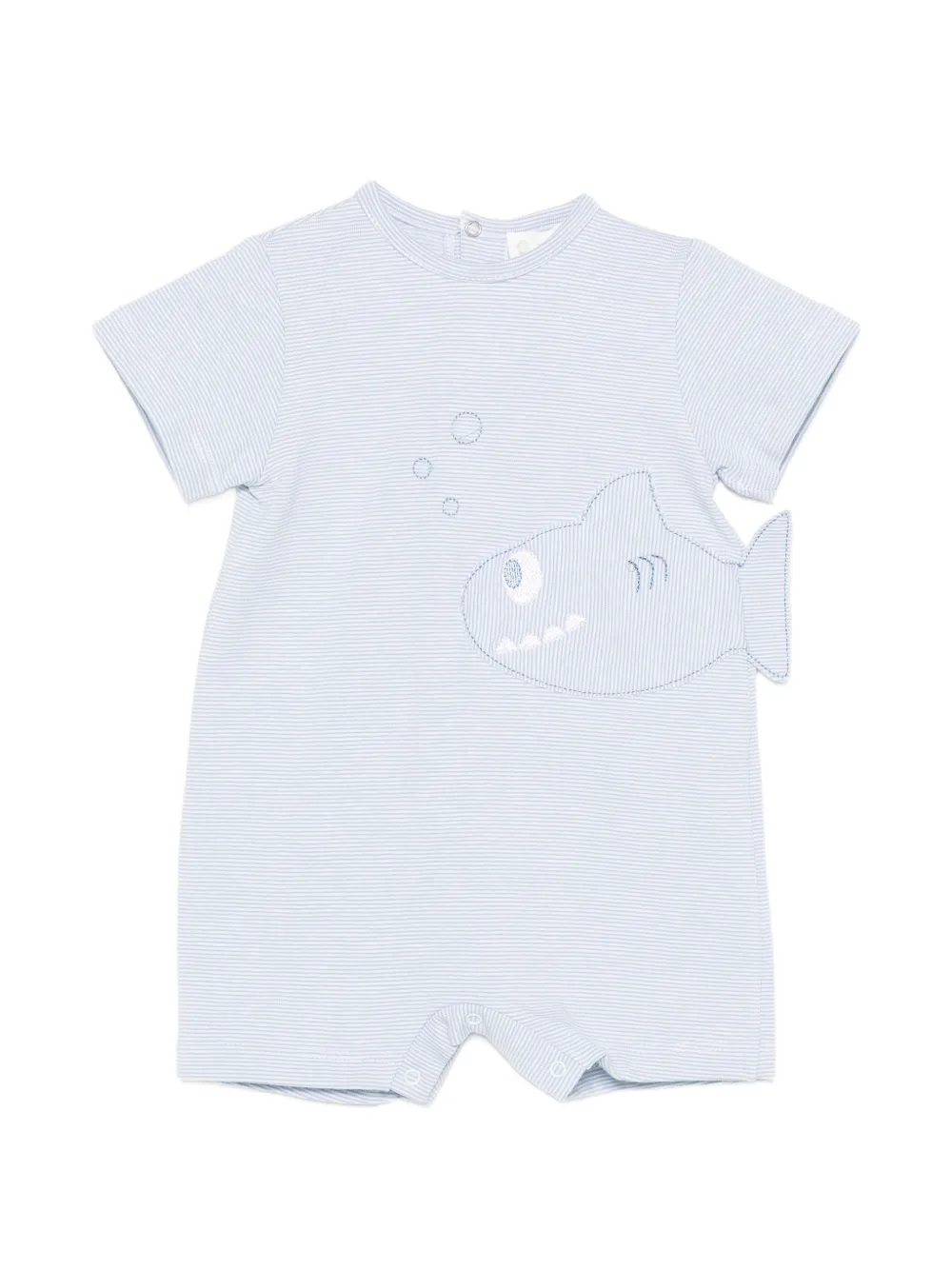 LALALU stripe-pattern shark-patch romper - Blu