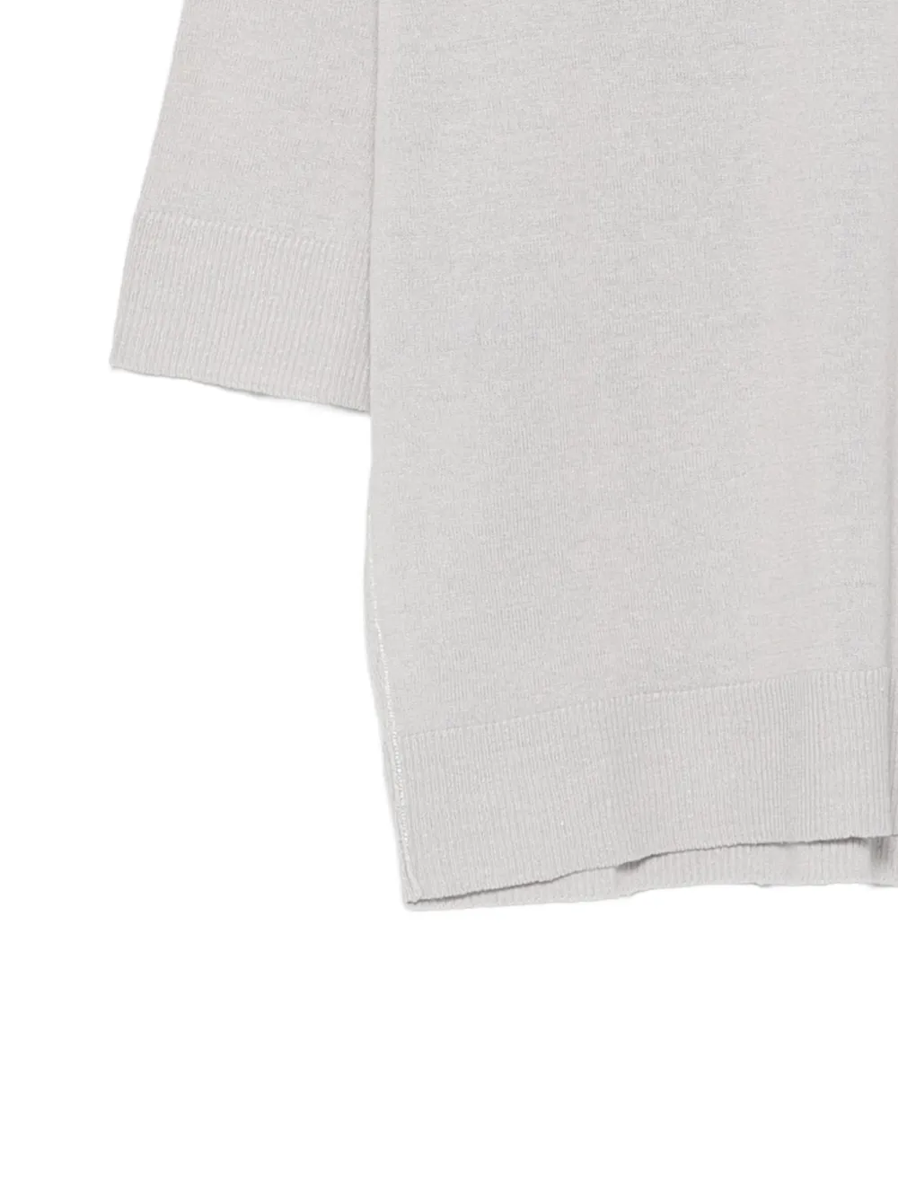 Le Tricot Perugia Trui met V-hals en korte mouwen Grijs