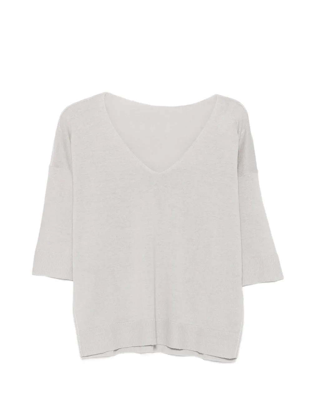 Le Tricot Perugia V-neck short-sleeve sweater - Grigio