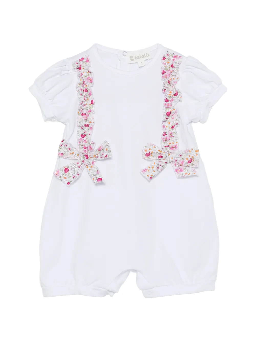 LALALU floral-print ruffled romper - Bianco