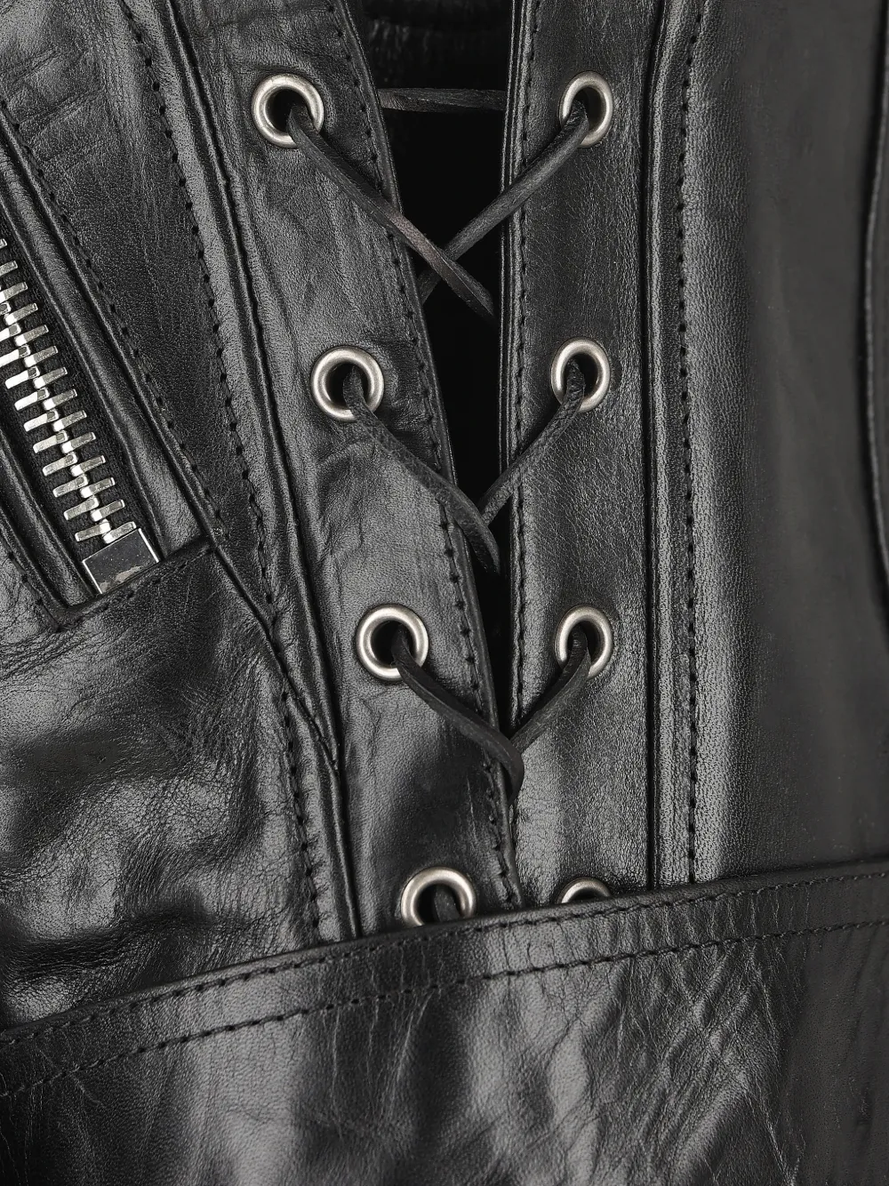 Saint Laurent Leren bikerjack Zwart