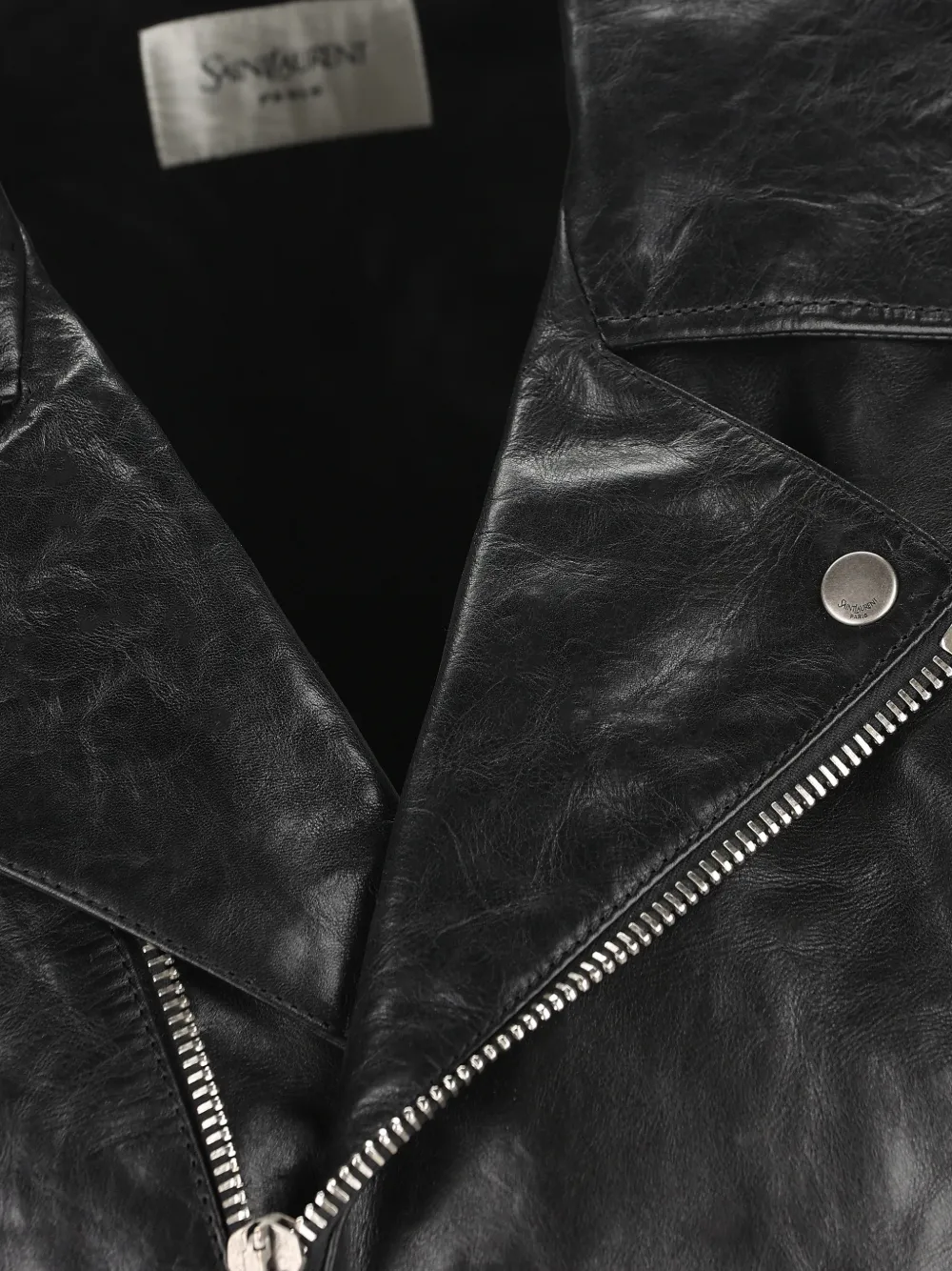Saint Laurent Leren bikerjack Zwart