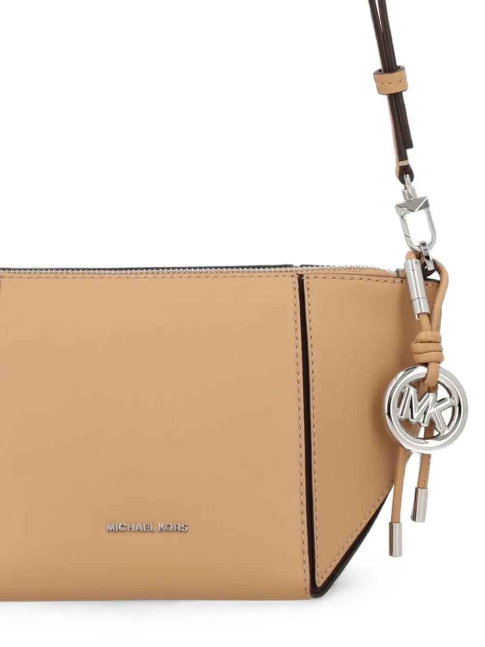 Michael Kors Jordi leren crossbodytas met logoplakkaat Beige