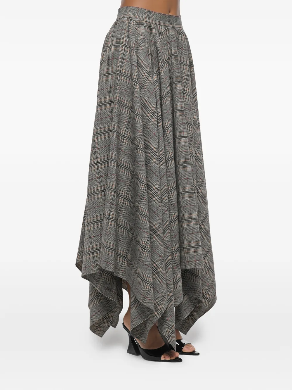 ANOUKI checkered asymmetric skirt - Grigio