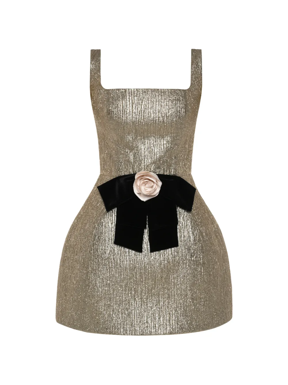 Anouki Rose-appliqué Mini Dress In Gold