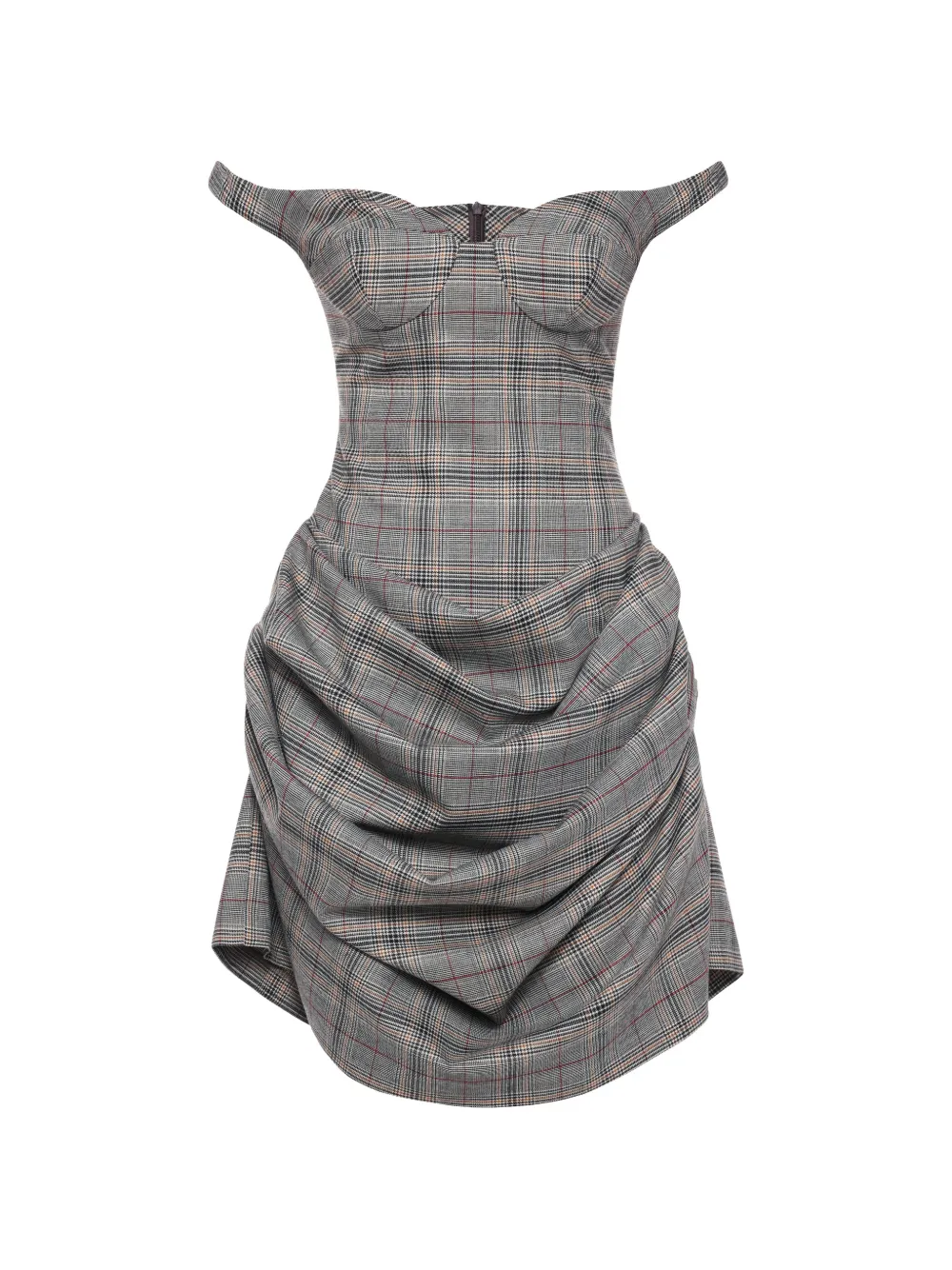 ANOUKI checkered draped mini dress - Grigio