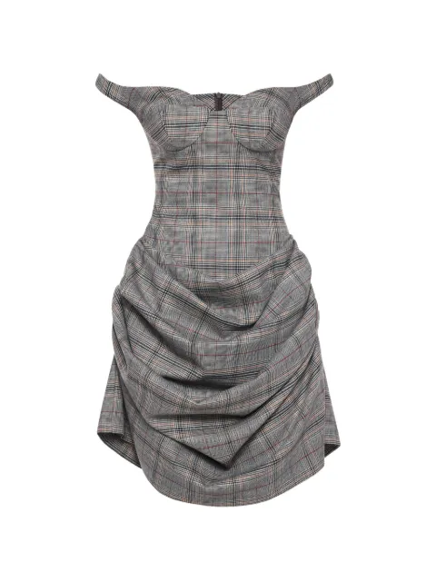 ANOUKI checkered draped mini dress