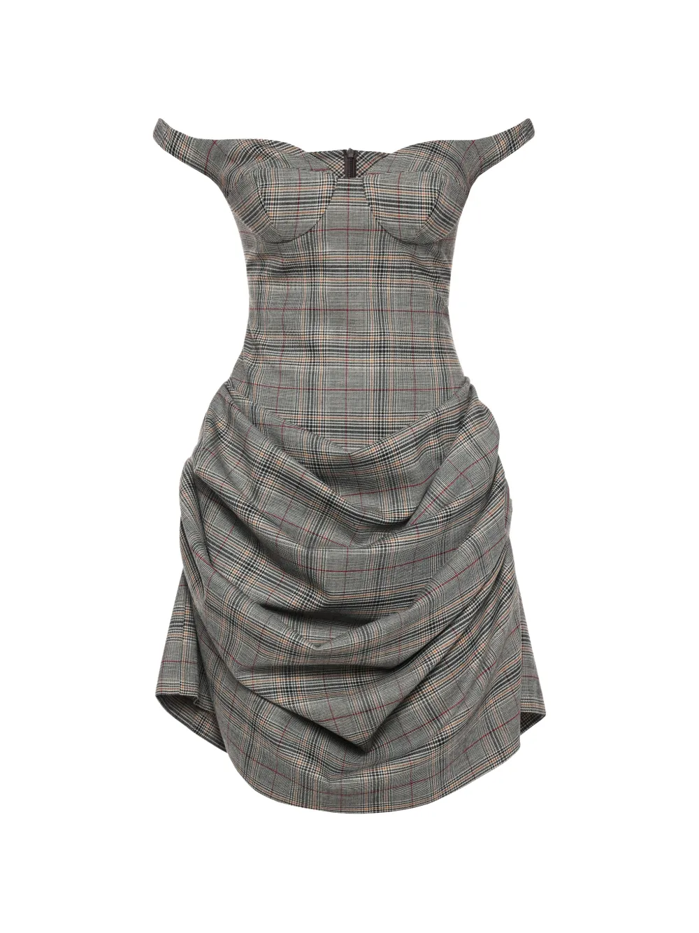 ANOUKI checkered draped mini dress - Grigio