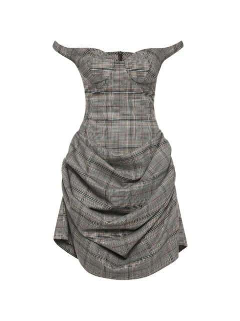 ANOUKI checkered draped mini dress