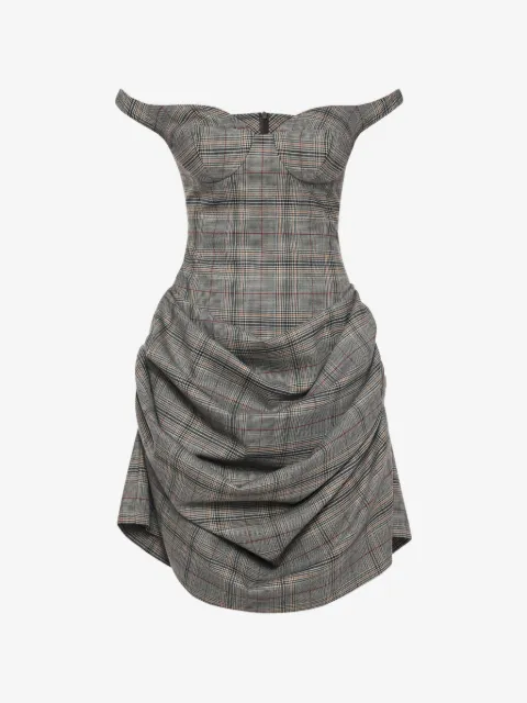 ANOUKI checkered draped mini dress