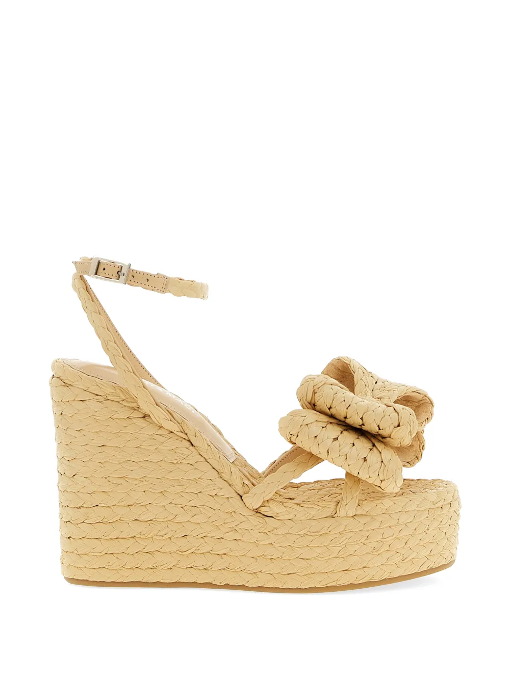 MACH & MACH Cadeau bow raffia sandals - Toni neutri