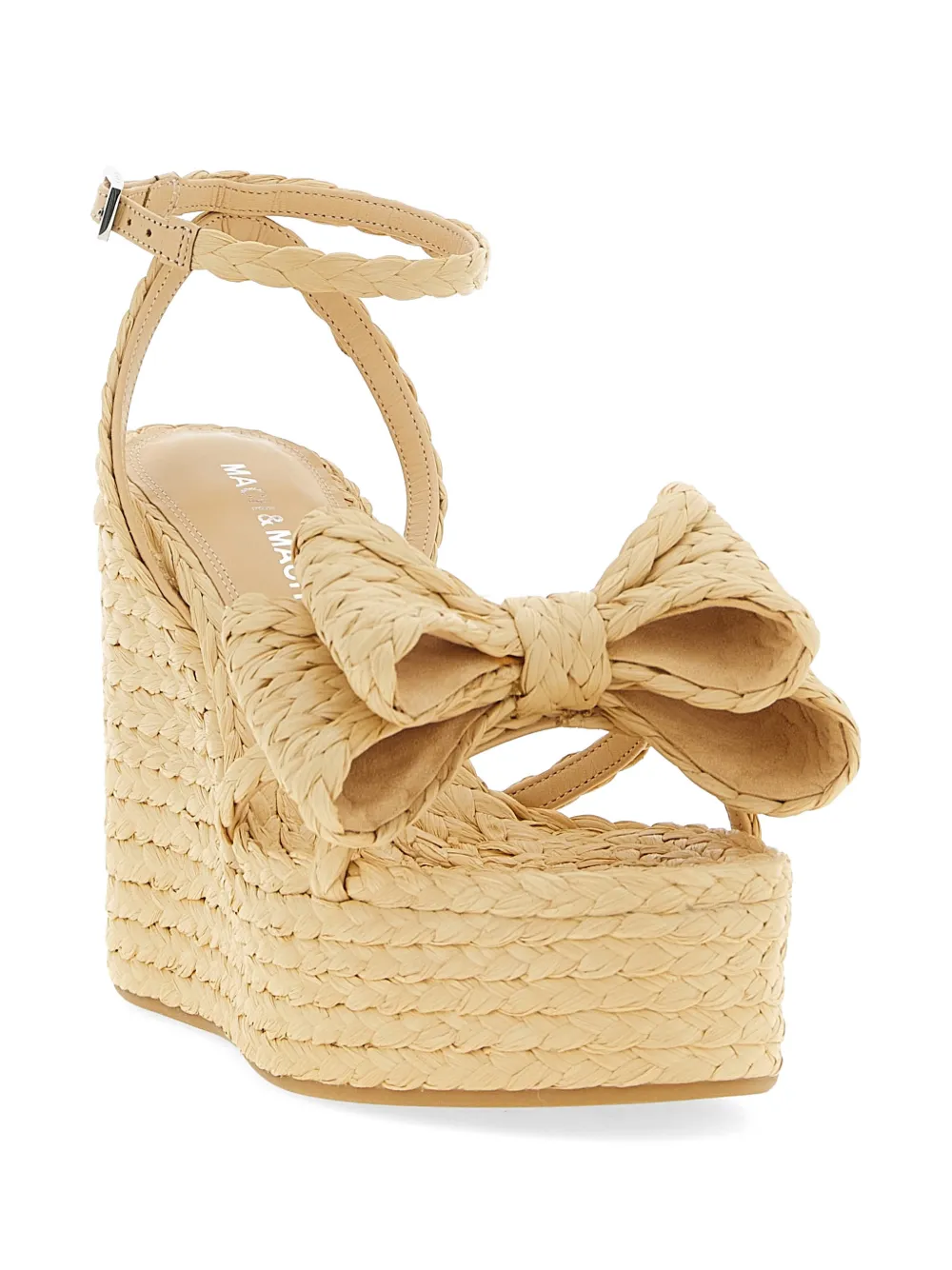 MACH & MACH Cadeau raffia sandalen met strik Beige