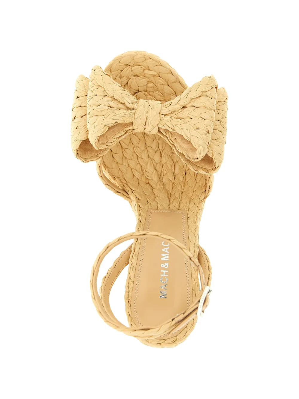 MACH & MACH Cadeau raffia sandalen met strik Beige