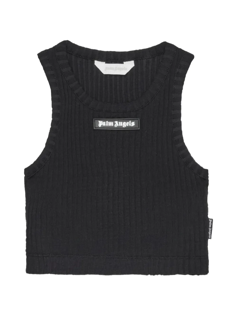 Palm Angels Kids logo ribbed tank top - Nero