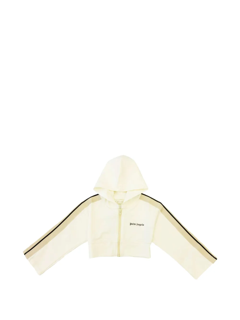 Palm Angels Kids Hoodie met gestreepte mouwen Beige