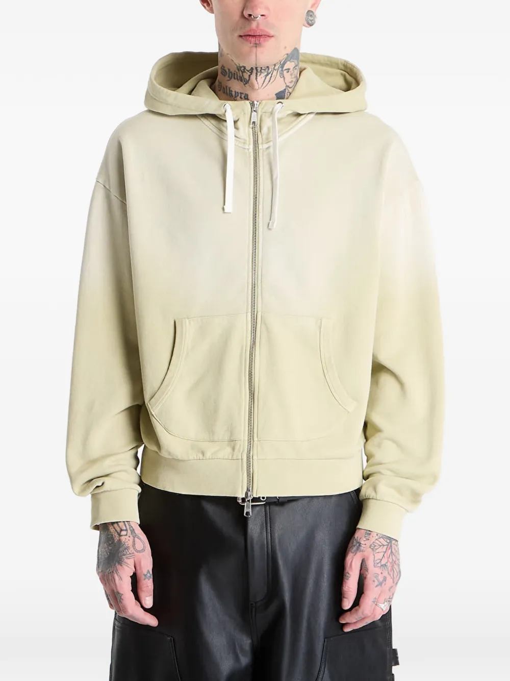 Brain Dead padded-elbow zip-up hoodie - Verde