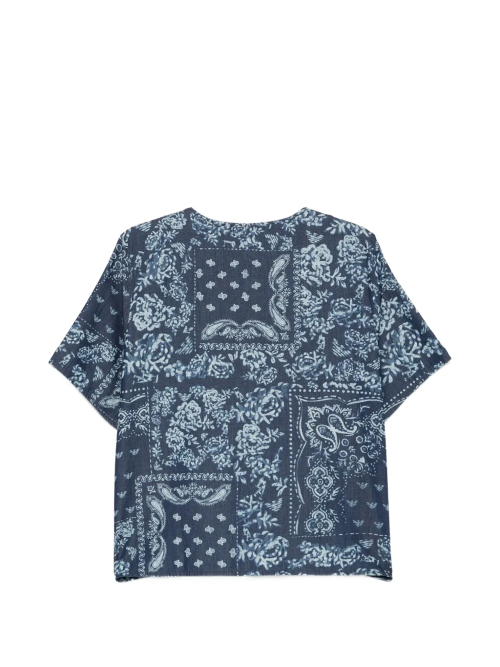 Emporio Armani Katoenen blouse met patchwork Blauw
