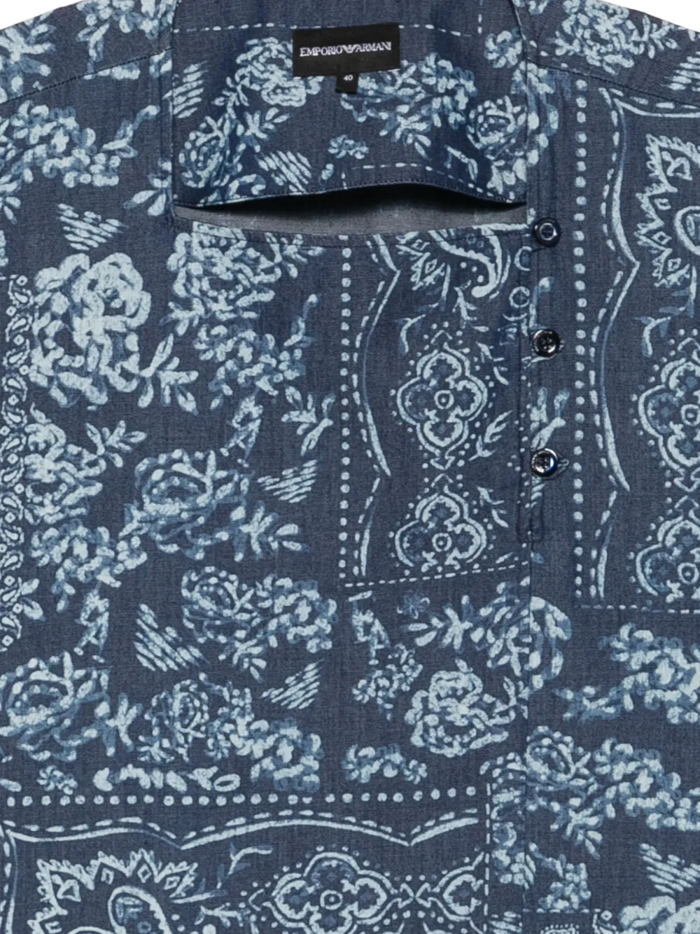 Emporio Armani Katoenen blouse met patchwork Blauw