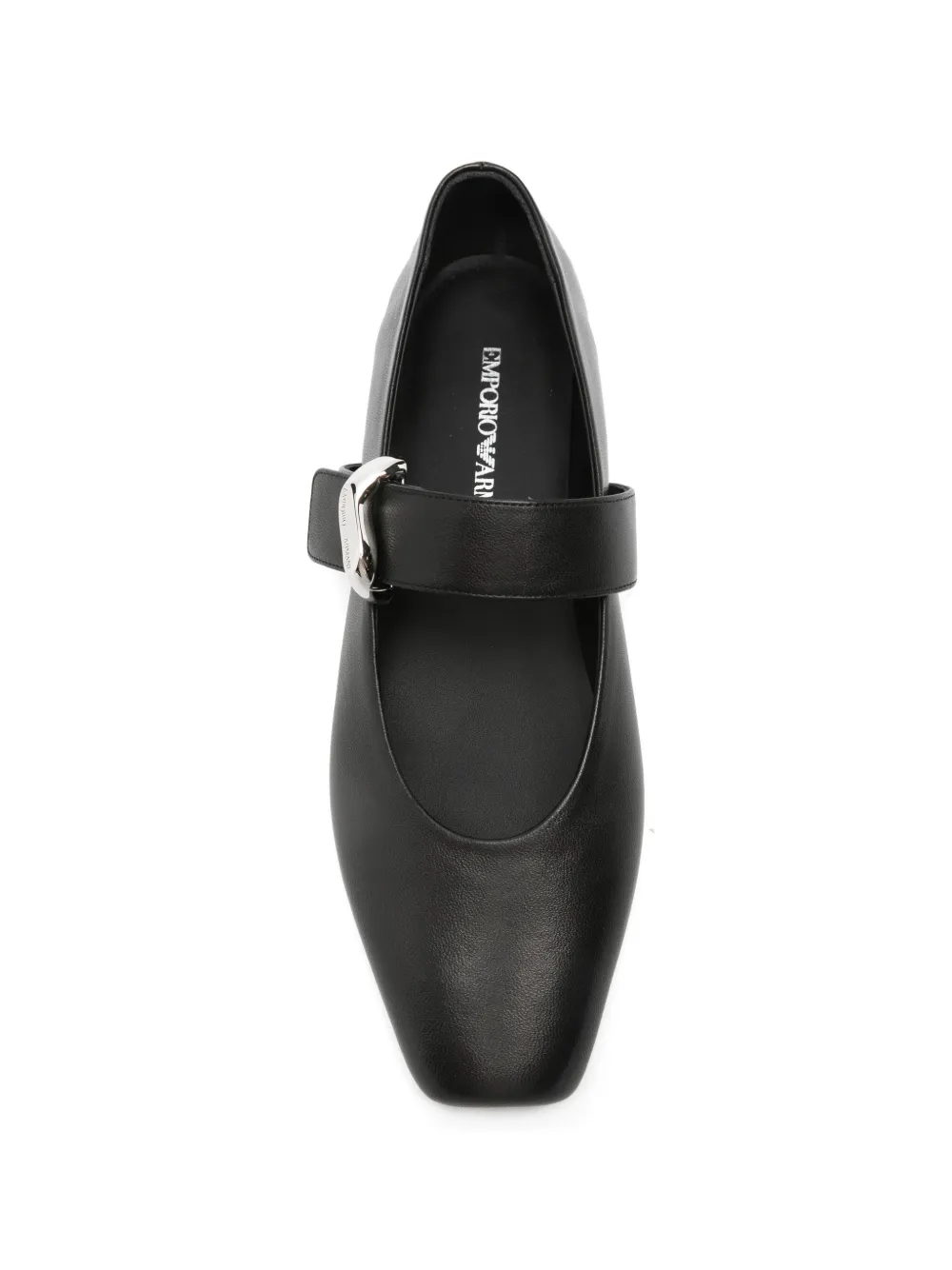 Emporio Armani touch-strap leather ballet flats Zwart