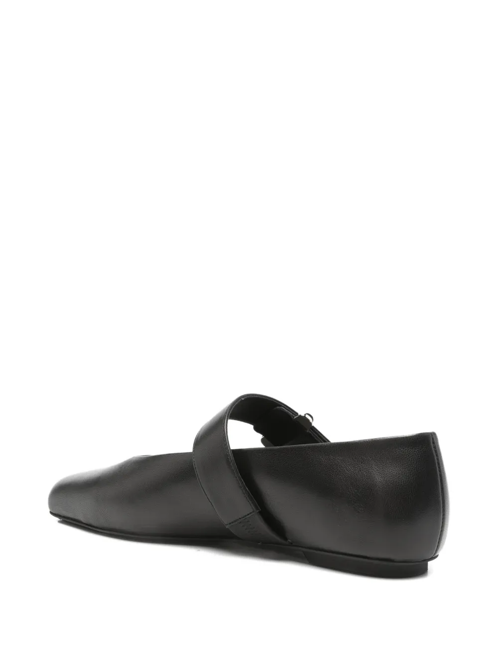 Emporio Armani touch-strap leather ballet flats Zwart