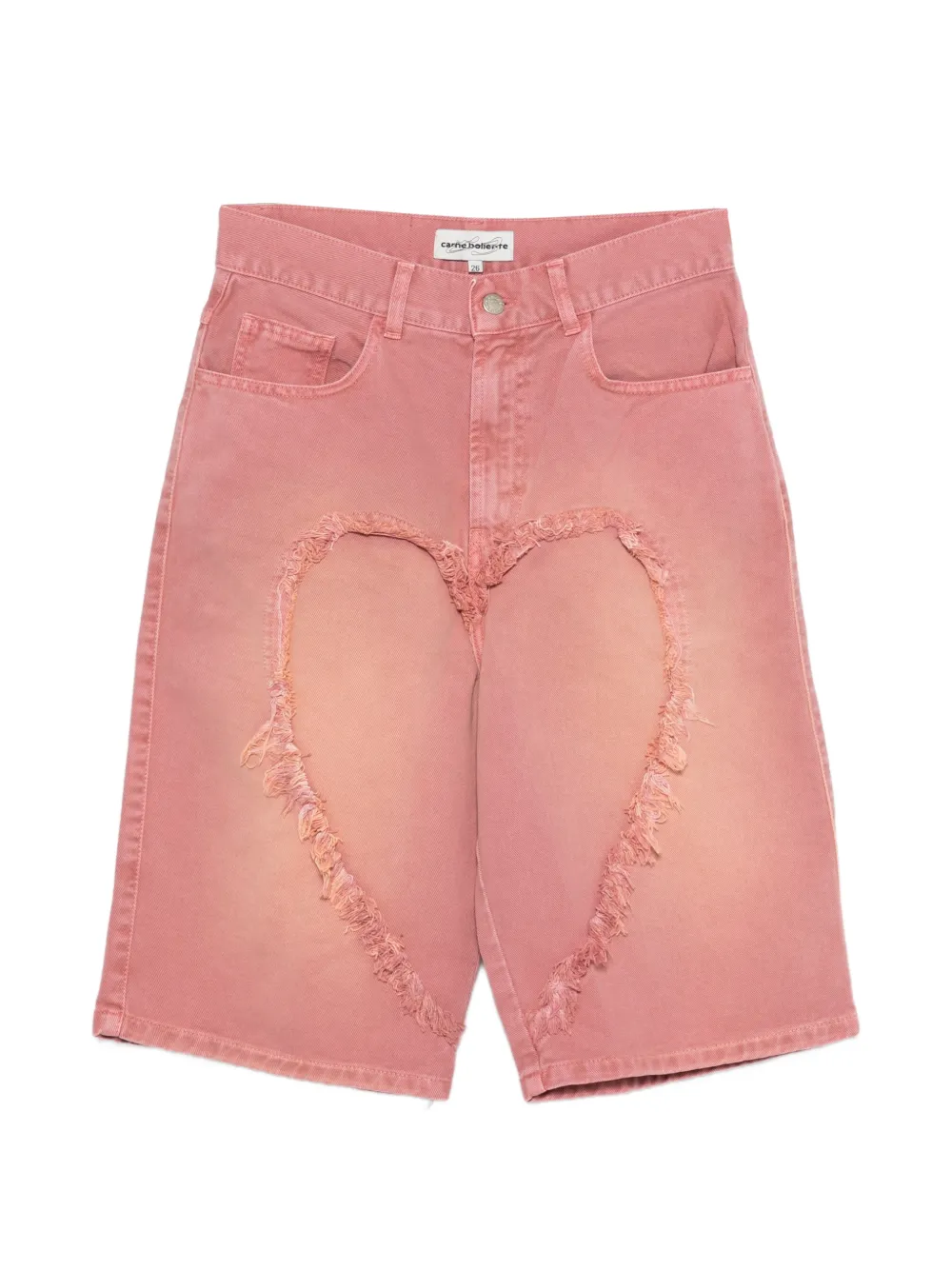 CARNE BOLLENTE frayed heart-motif shorts - Rosa