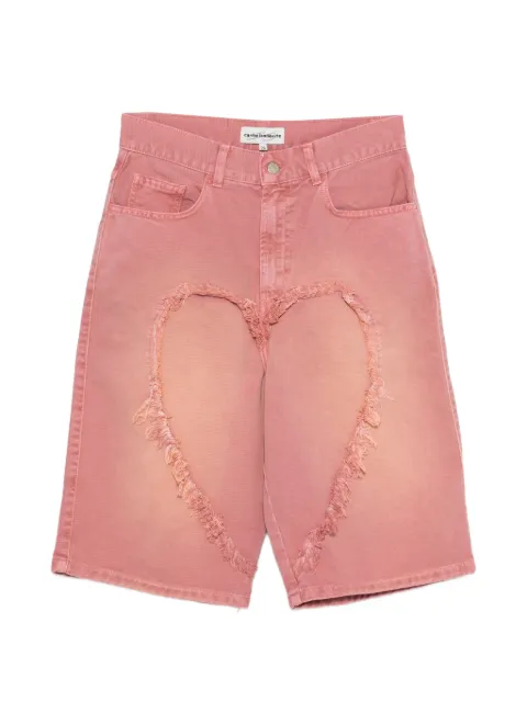 CARNE BOLLENTE frayed heart-motif shorts