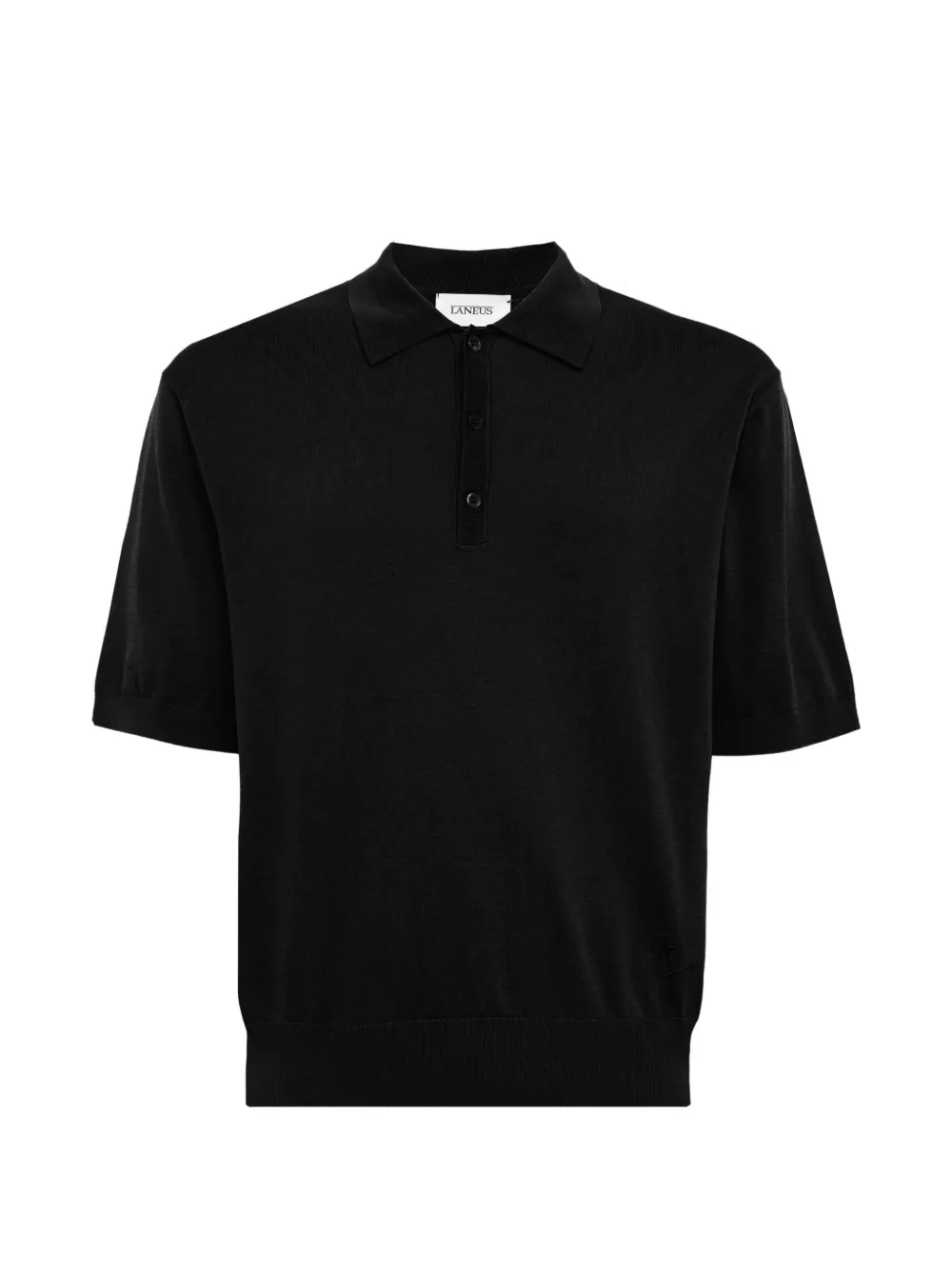 Laneus short-sleeve knitted polo shirt - Schwarz