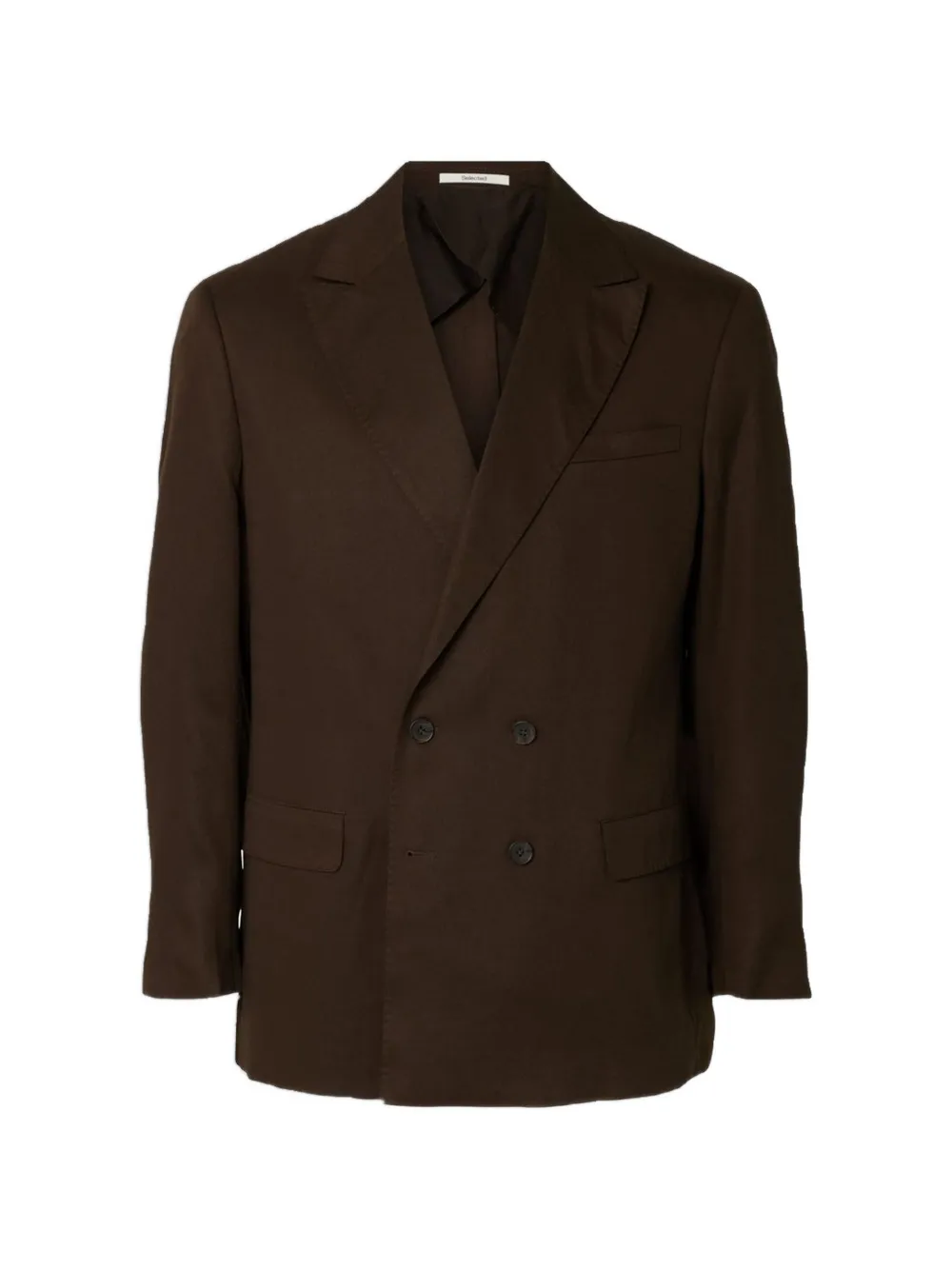 Selected Kim Double-breasted Blazer In Brown