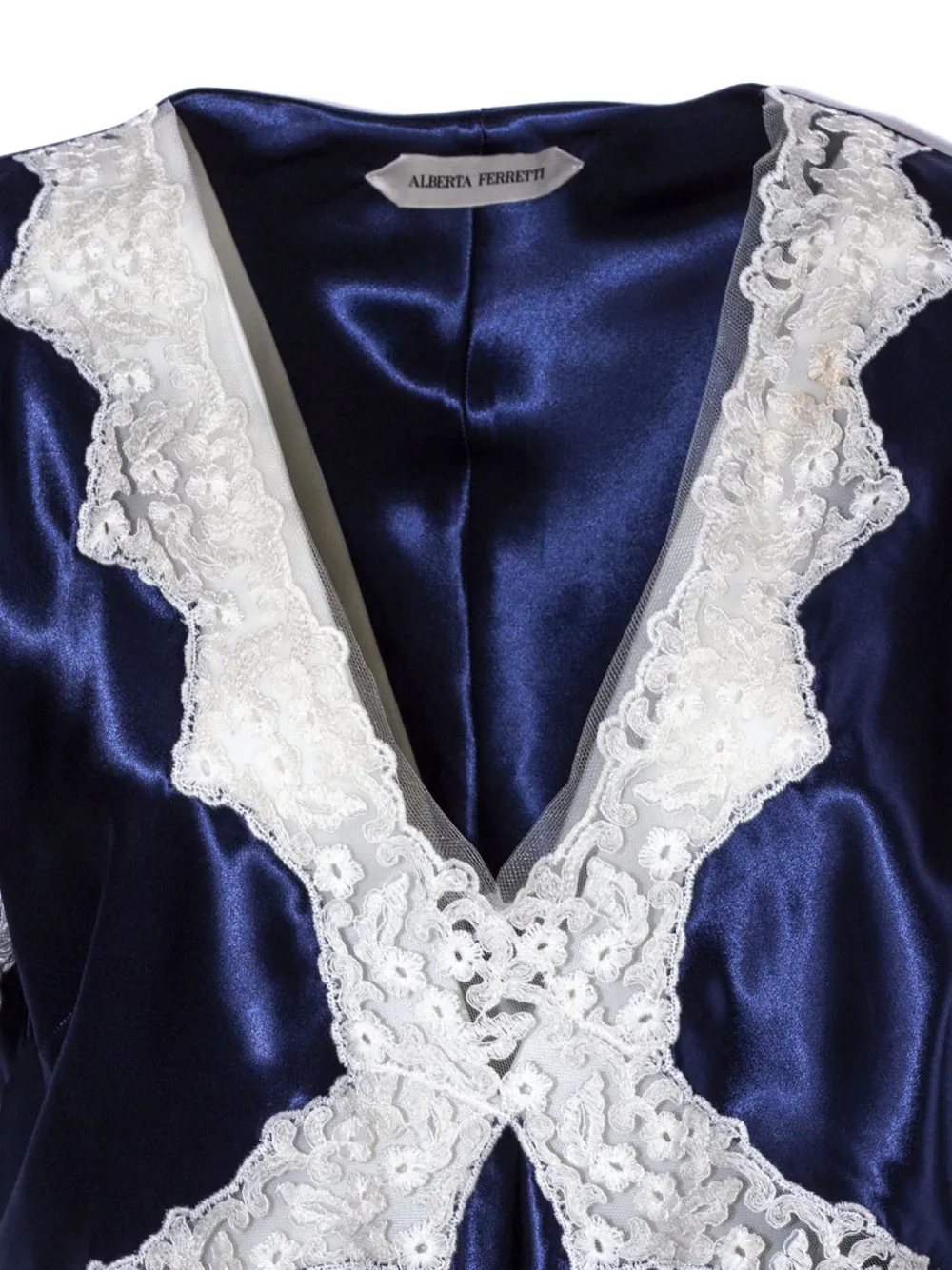 Alberta Ferretti Blouse met V-hals en kanten detail Blauw