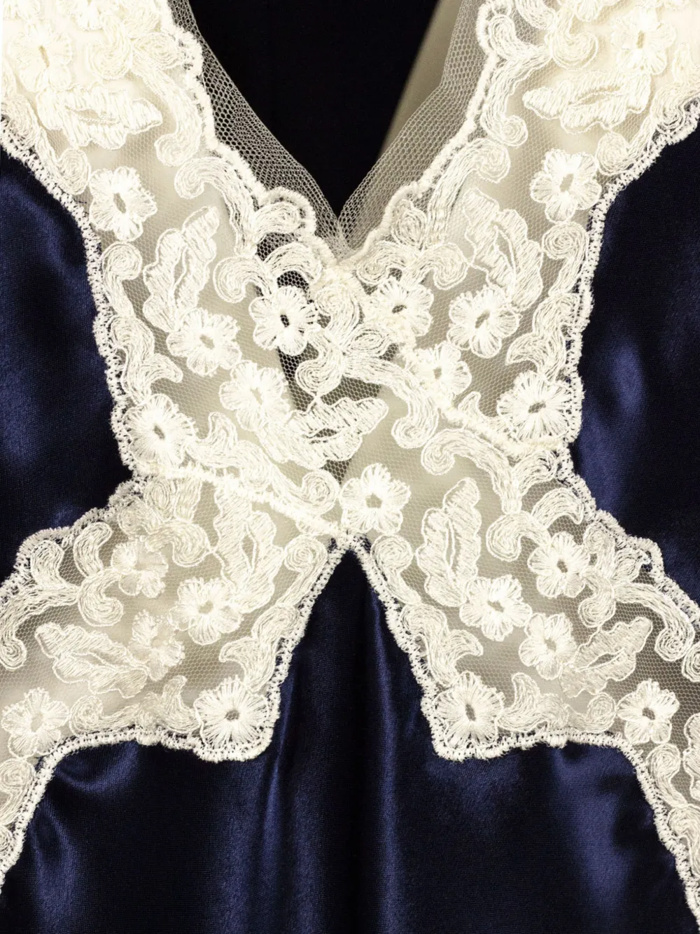 Alberta Ferretti Blouse met V-hals en kanten detail Blauw