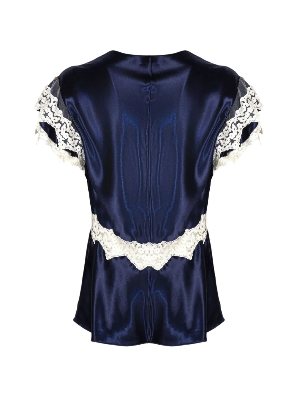 Alberta Ferretti Blouse met V-hals en kanten detail Blauw