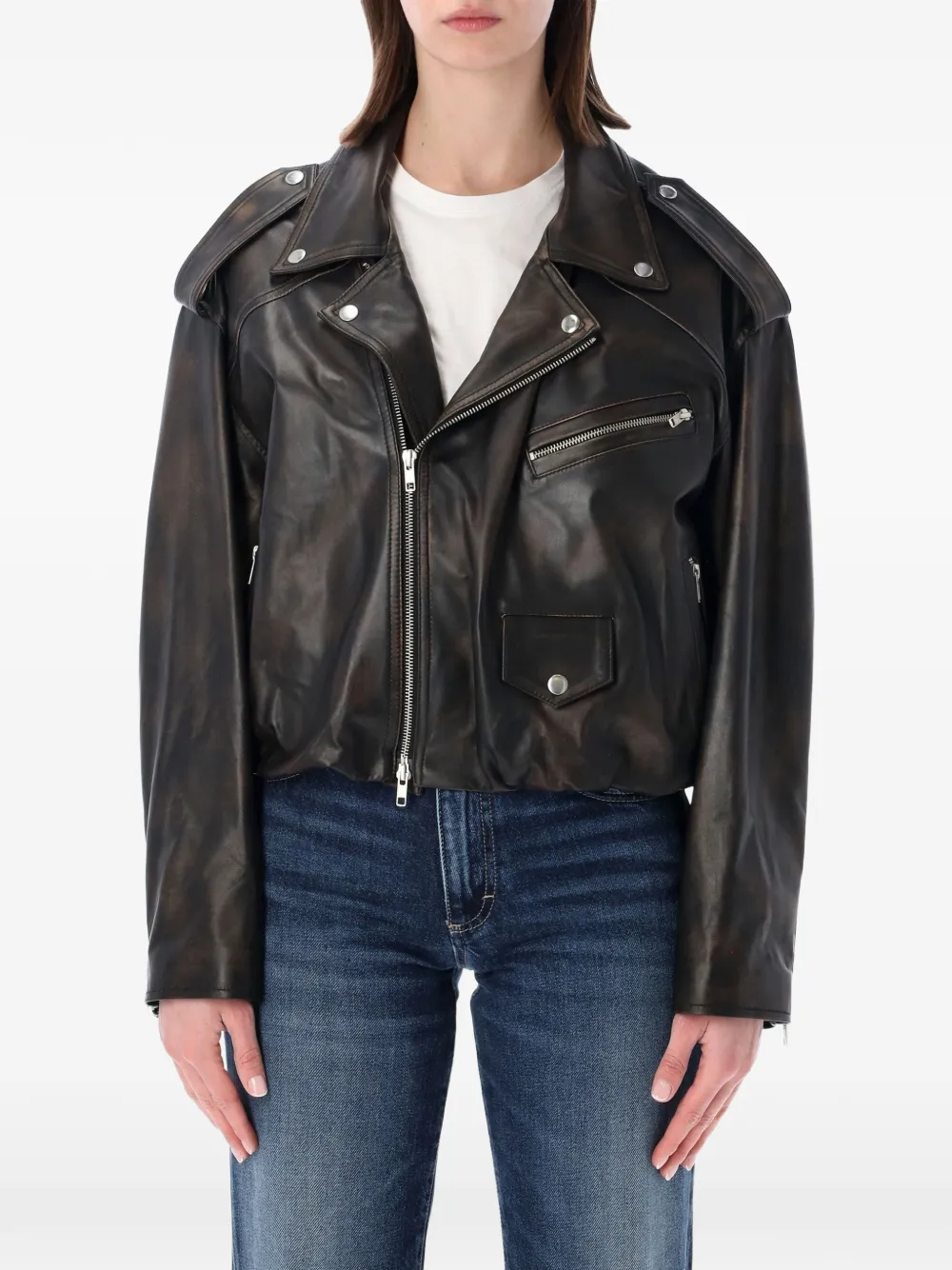 Sword elastic-hem zip jacket - Marrone