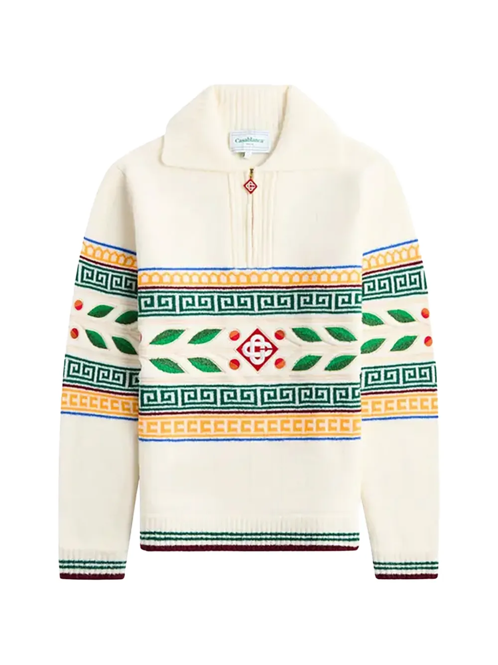 Casablanca Laurel quarter-zip sweater - Bianco