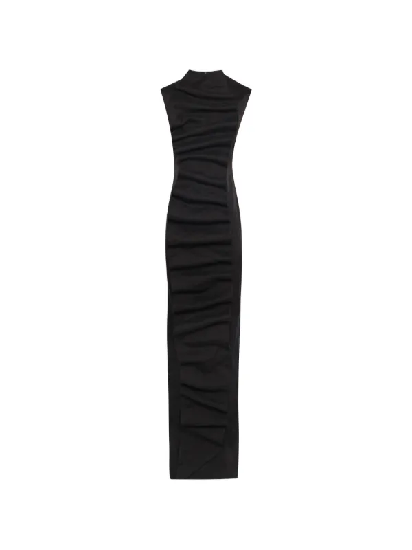 A.W.A.K.E. Mode Draped-details Maxi Dress in Black