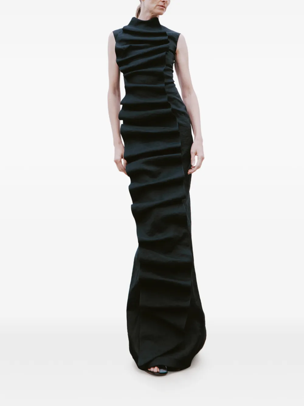 A.W.A.K.E. Mode Maxi-jurk met gedrapeerde details Zwart