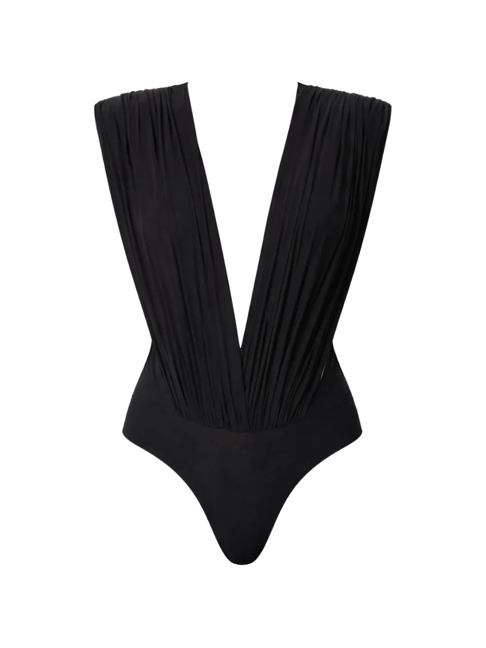 Amazuìn pleated V-neck body - Nero