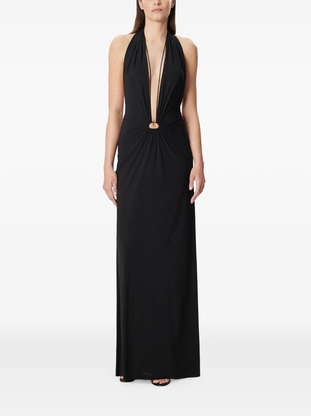 Amazuìn Joele halter V-neck maxi dress - Nero