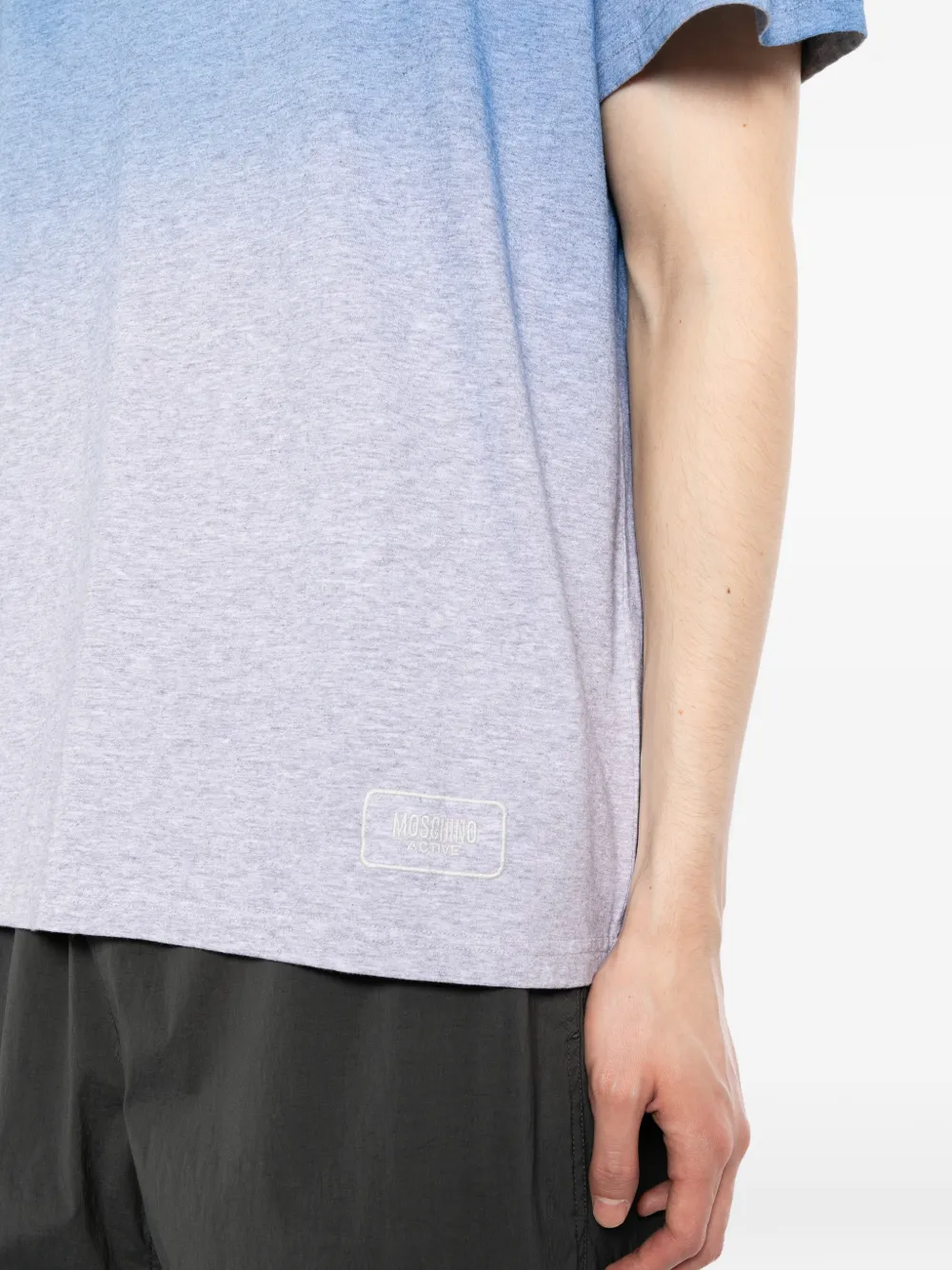 Moschino T-shirt met ombré-effect en ronde hals Blauw