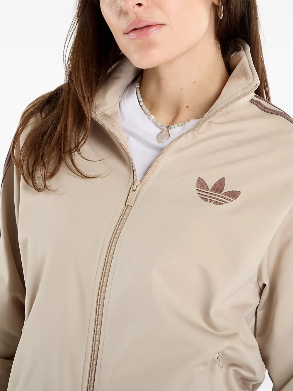 adidas Firebird sweater met rits en logodetail Beige