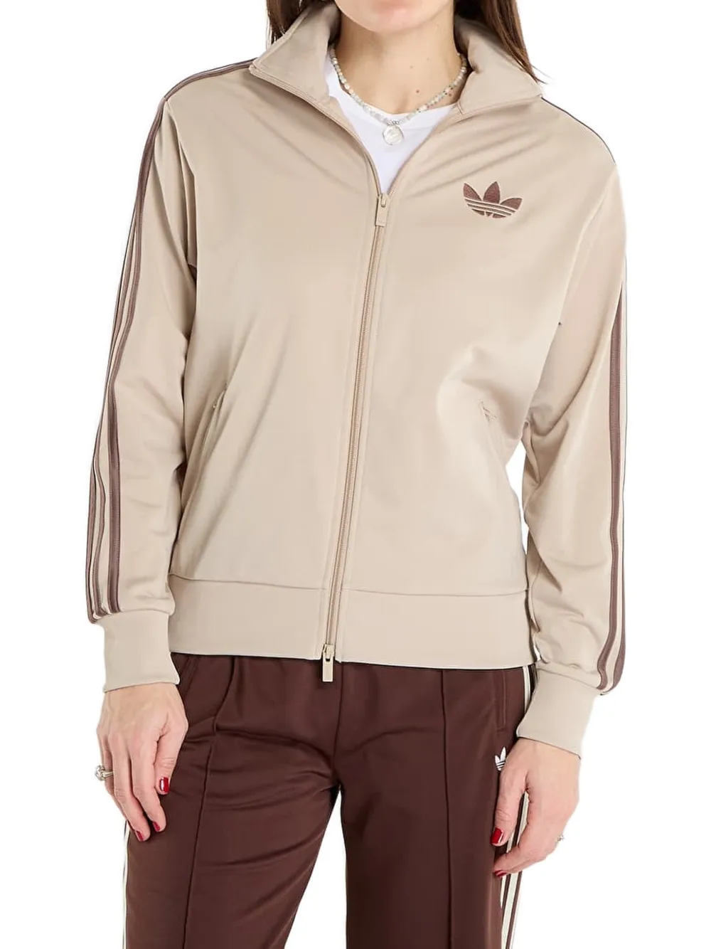 adidas Firebird zip-up logo-detail sweatshirt - Toni neutri