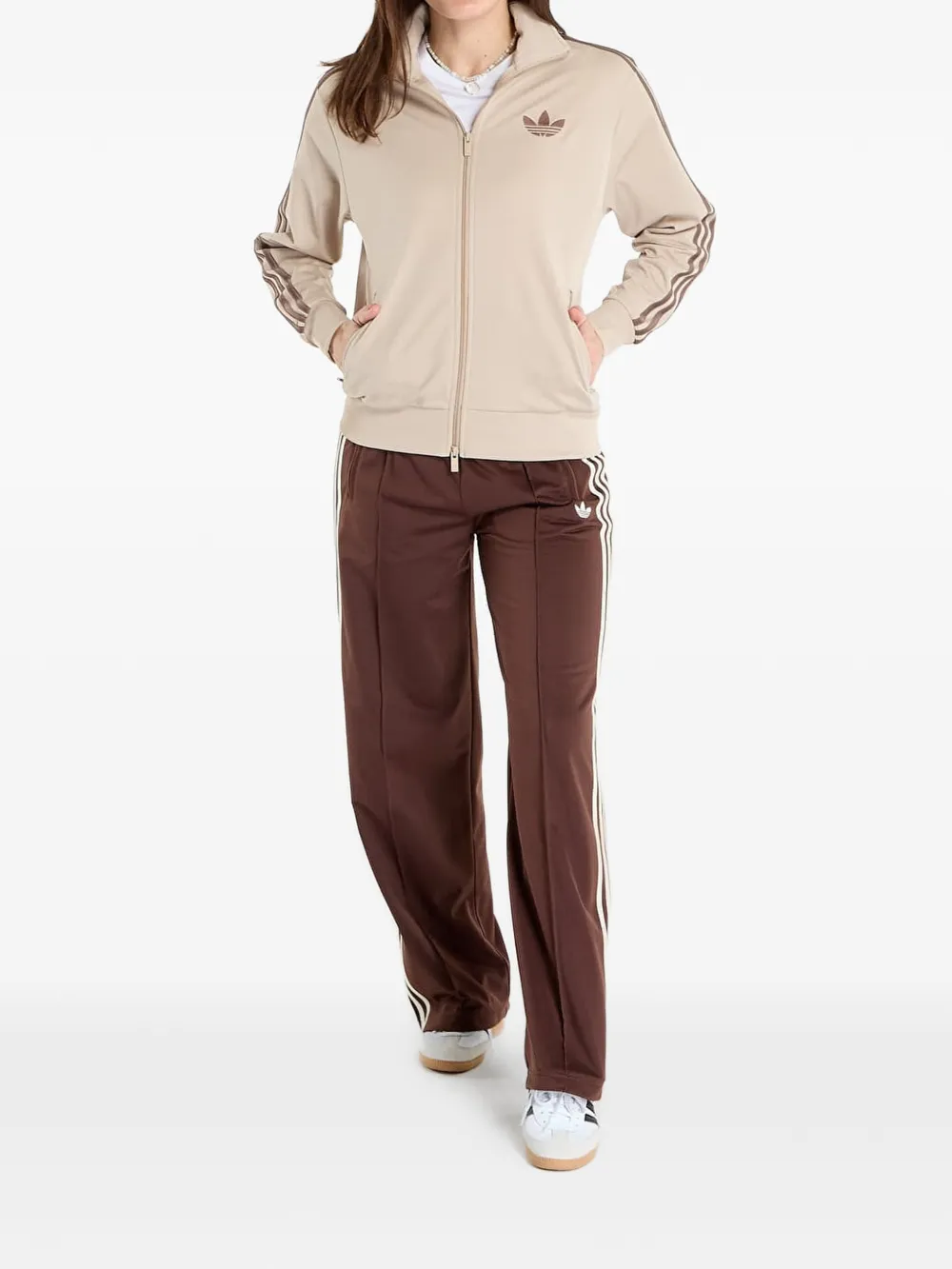 adidas Firebird sweater met rits en logodetail Beige