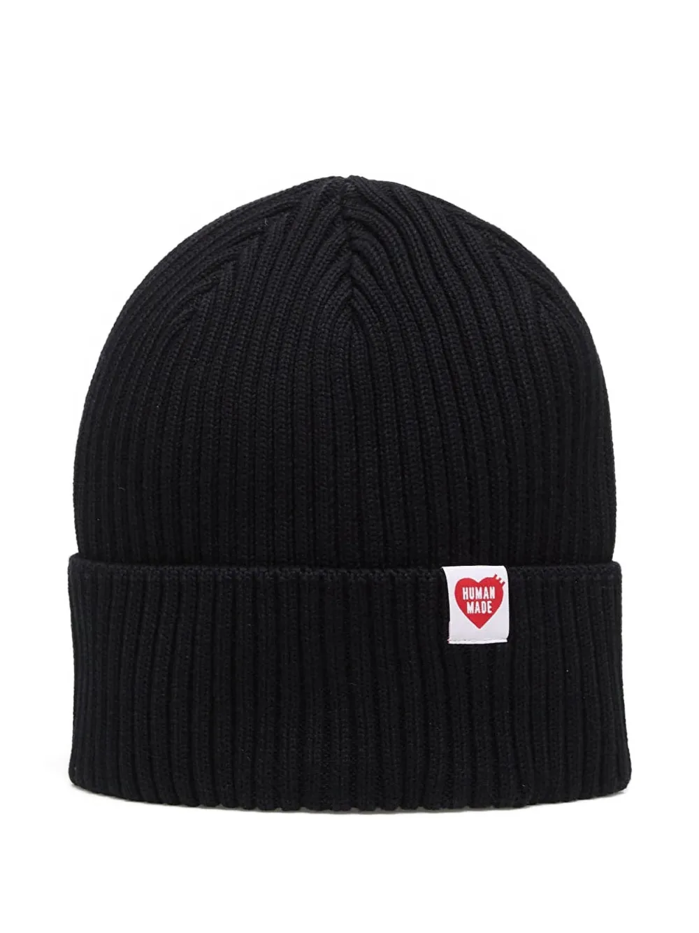Human Made Ribbed Cotton Beanie Hat In Black
